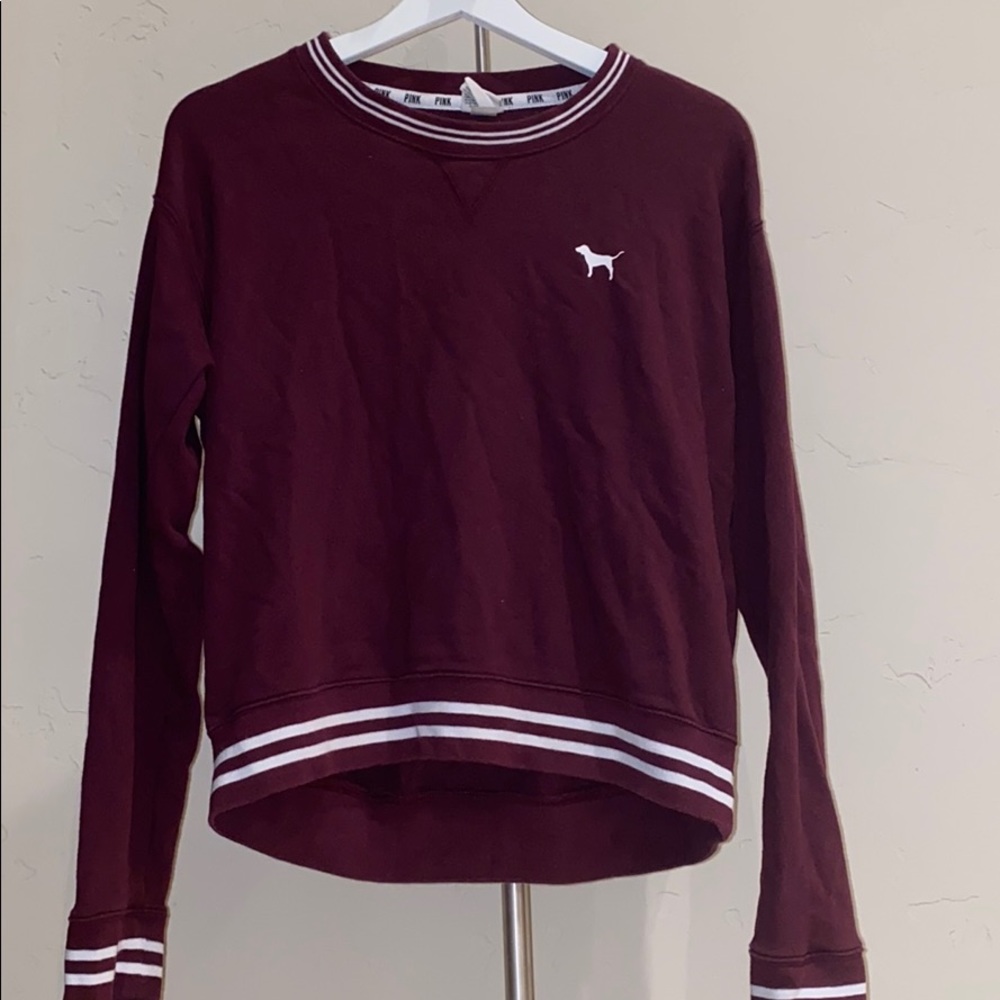 PINK Varsity Maroon Crewneck
